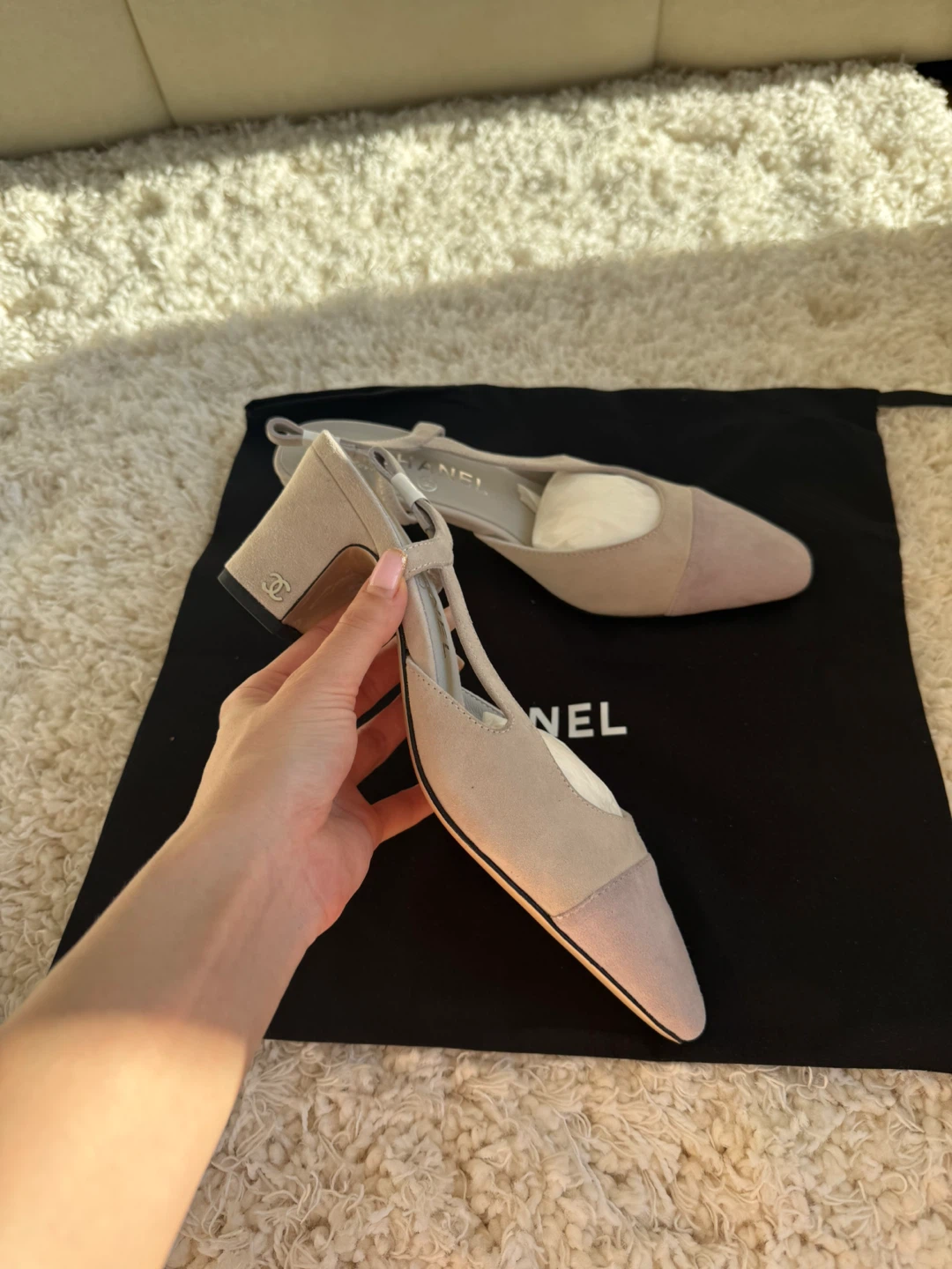 Chanel Suede Slingback Heels