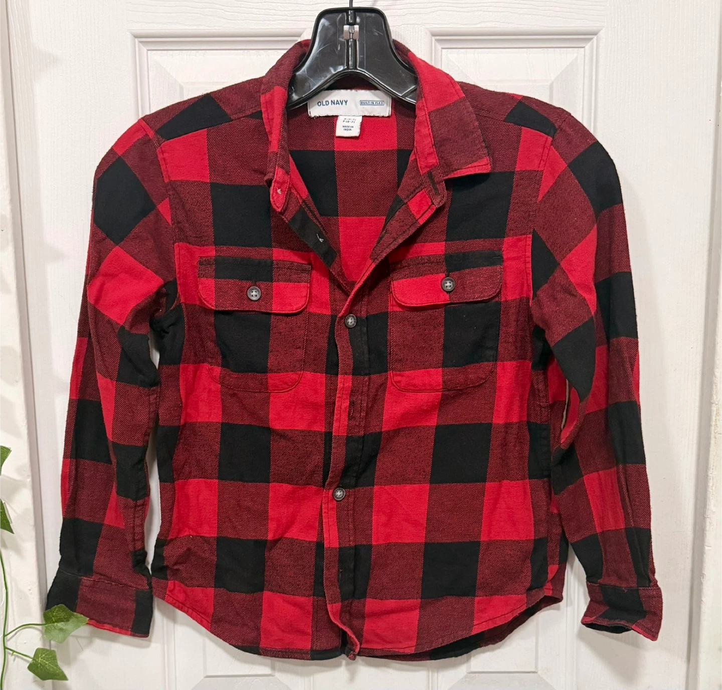 Old Navy Red & Black Plaid Flannel Shirt