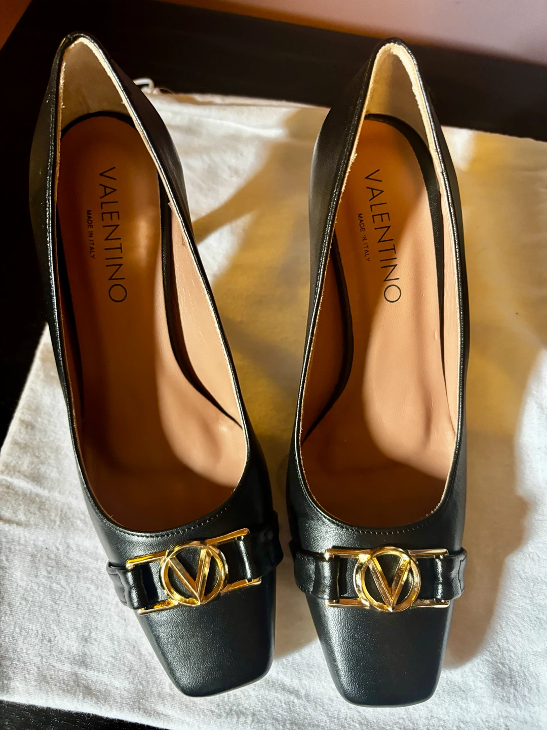 Valentino Black Leather Heels Size 7