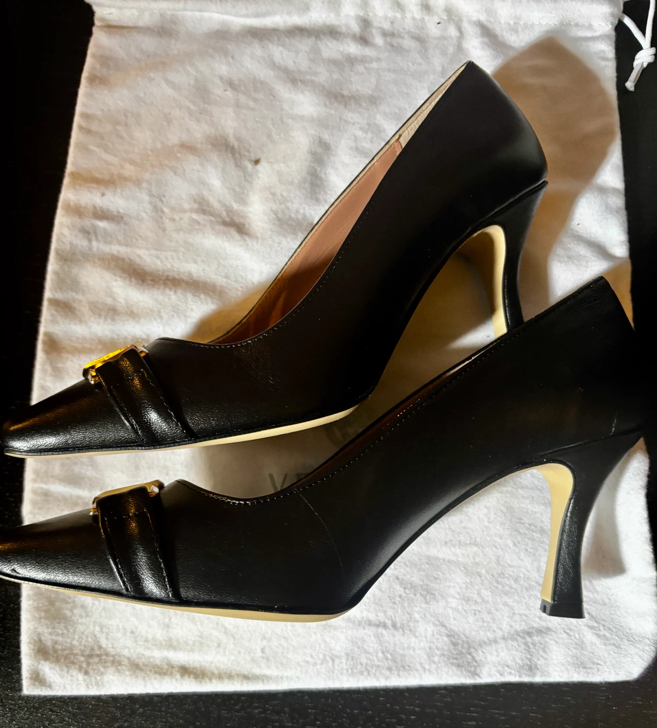 Valentino Black Leather Heels Size 7 - photo 4