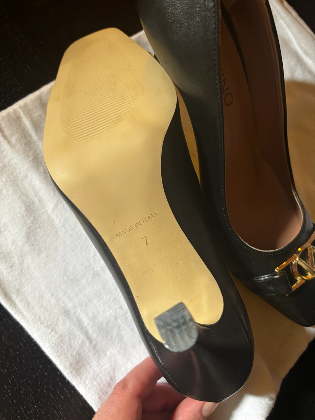 Valentino Black Leather Heels Size 7 - photo 5