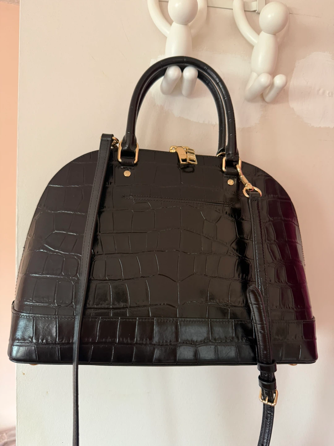 Coach Crocodile Embossed Black Satchel - photo 2