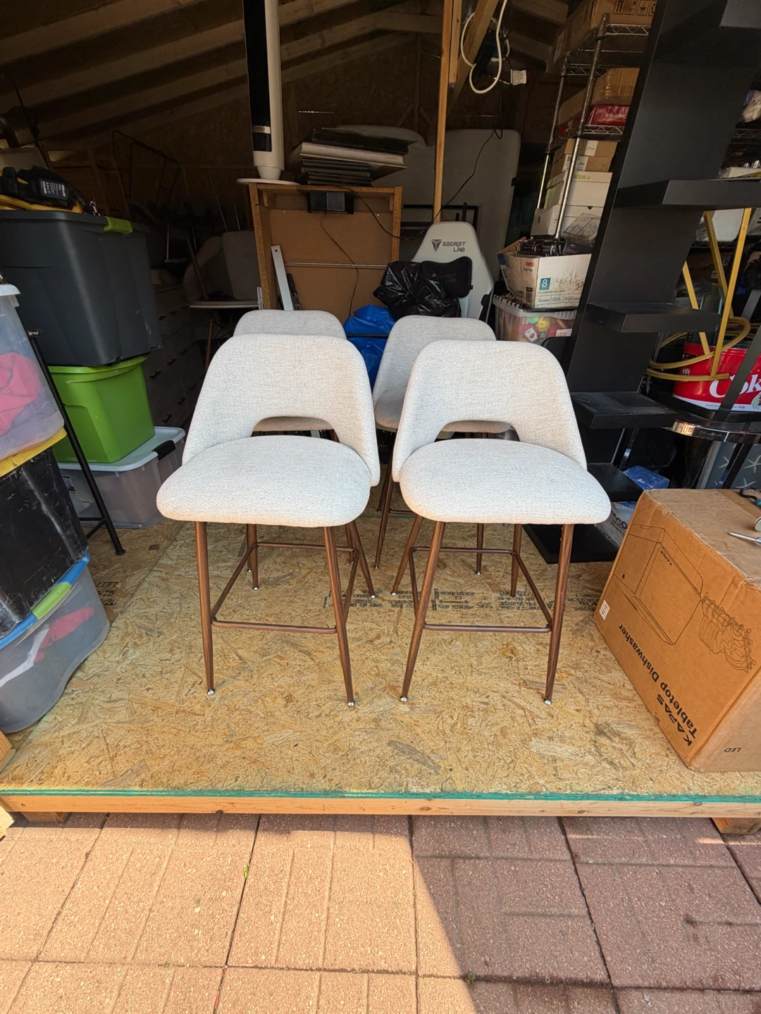 Set of 4 Modern Upholstered Bar Stools - photo 3