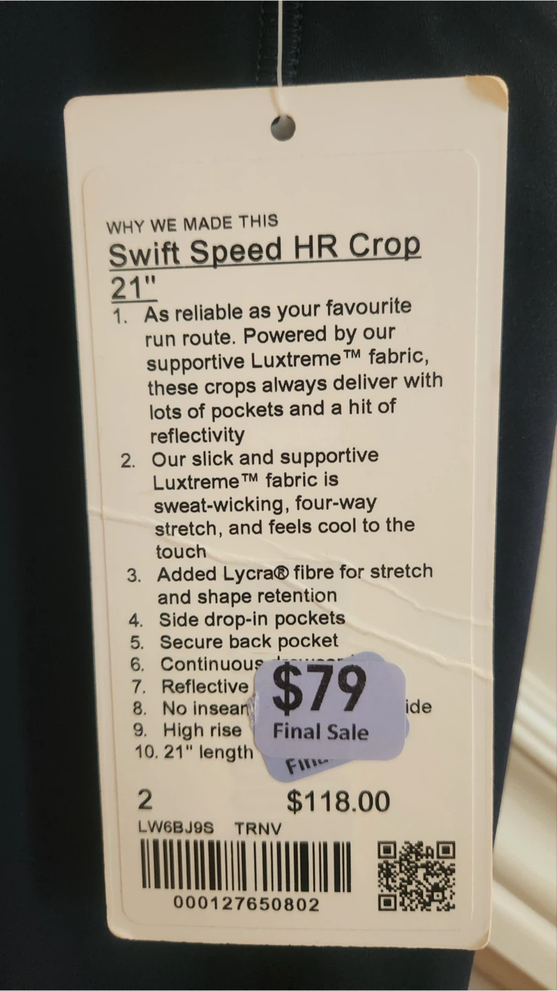 New-Lululemon Swift Speed HR Crop 21" Leggings Size 2 - photo 2