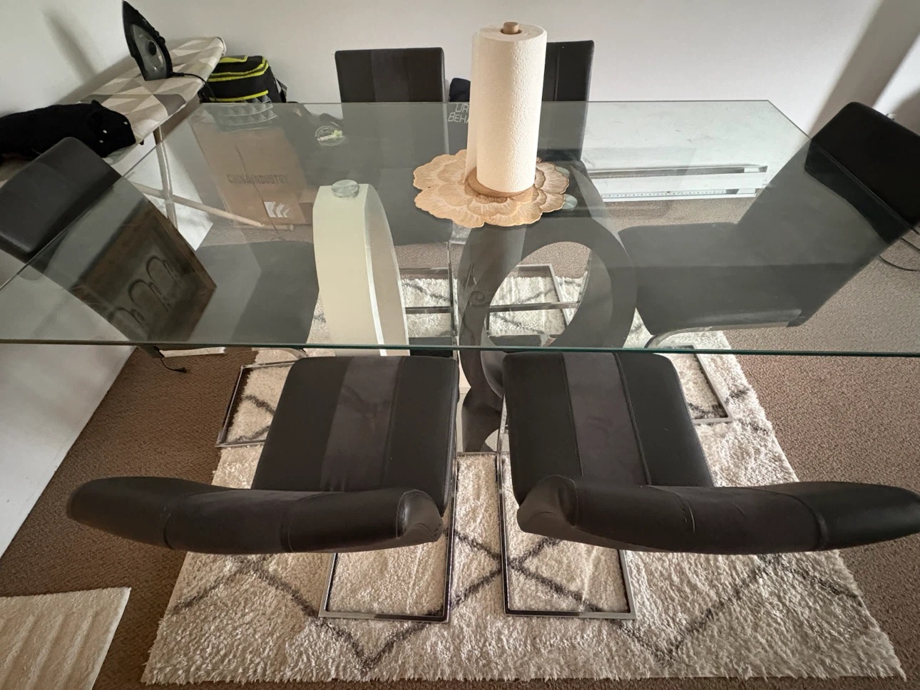 Glass dining table for 6