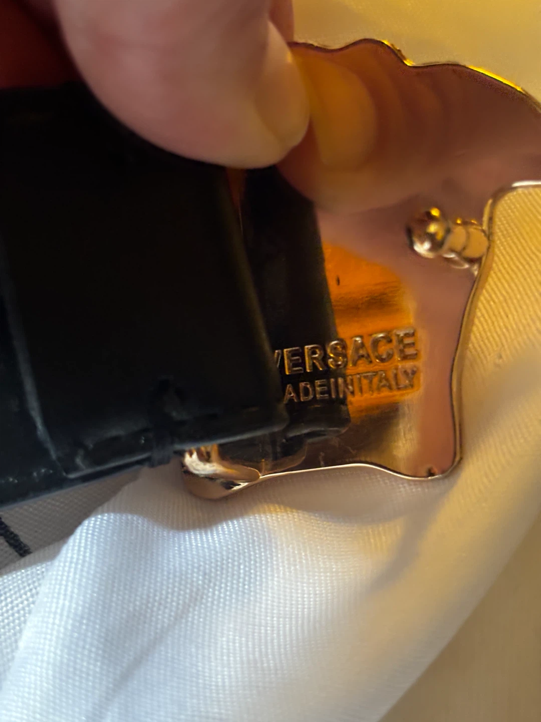 Versace Medusa Buckle Belt - Black Leather - photo 4