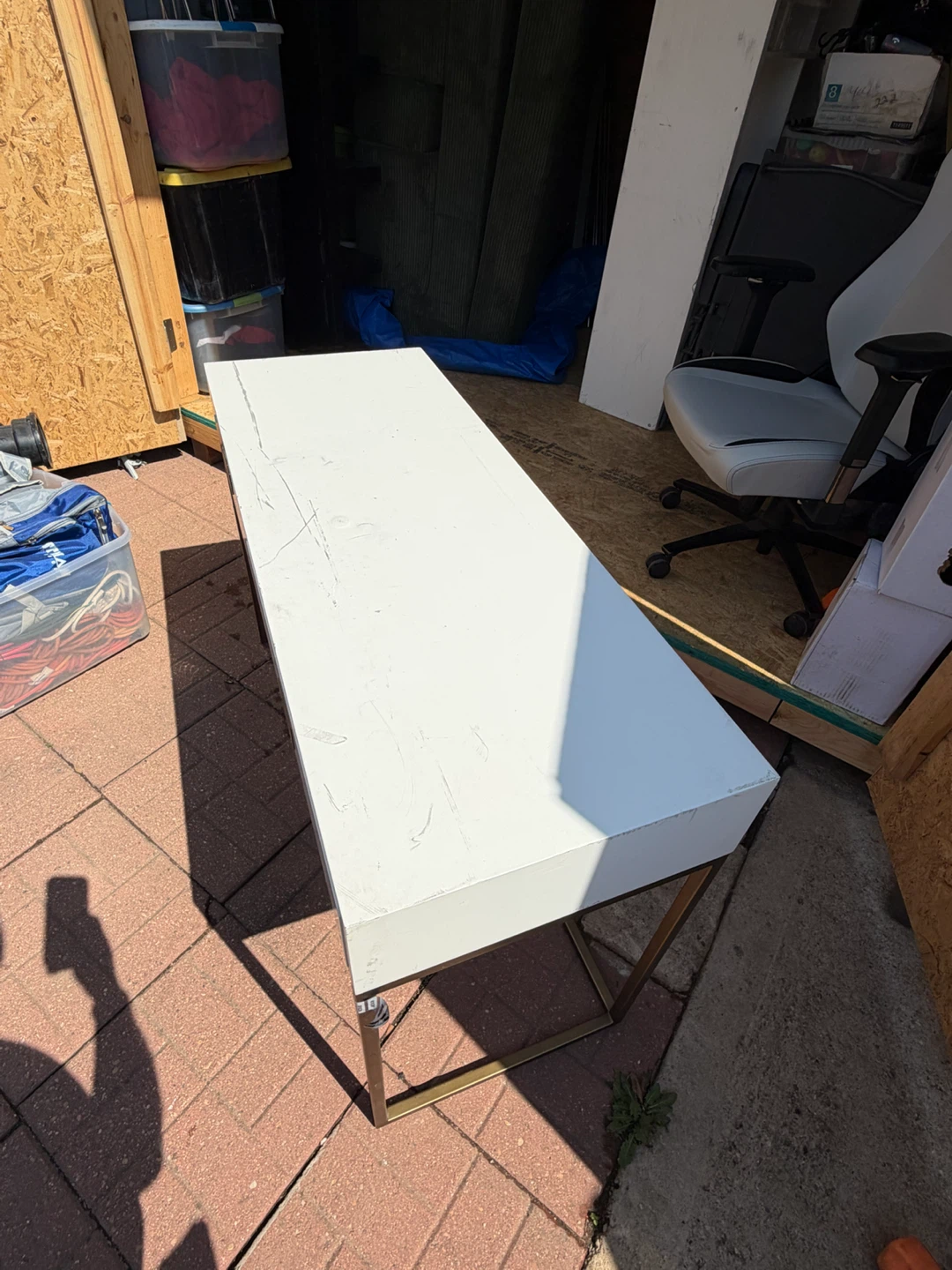 White Desk with Built-in Power Outlet - photo 2