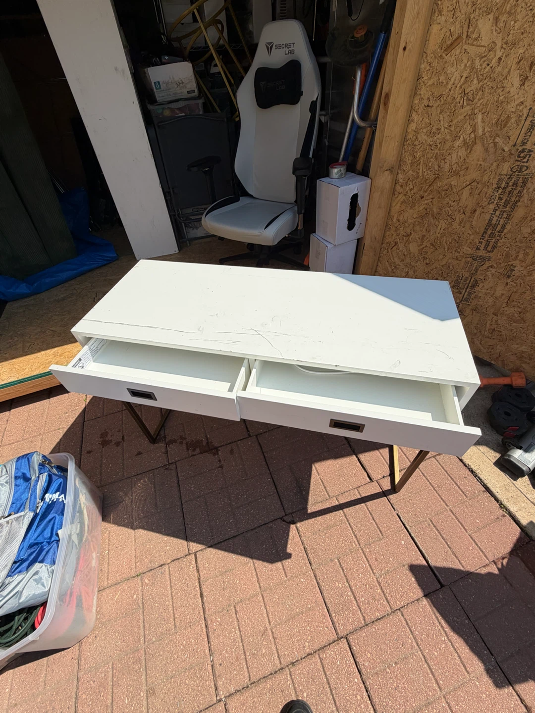 White Desk with Built-in Power Outlet - photo 3