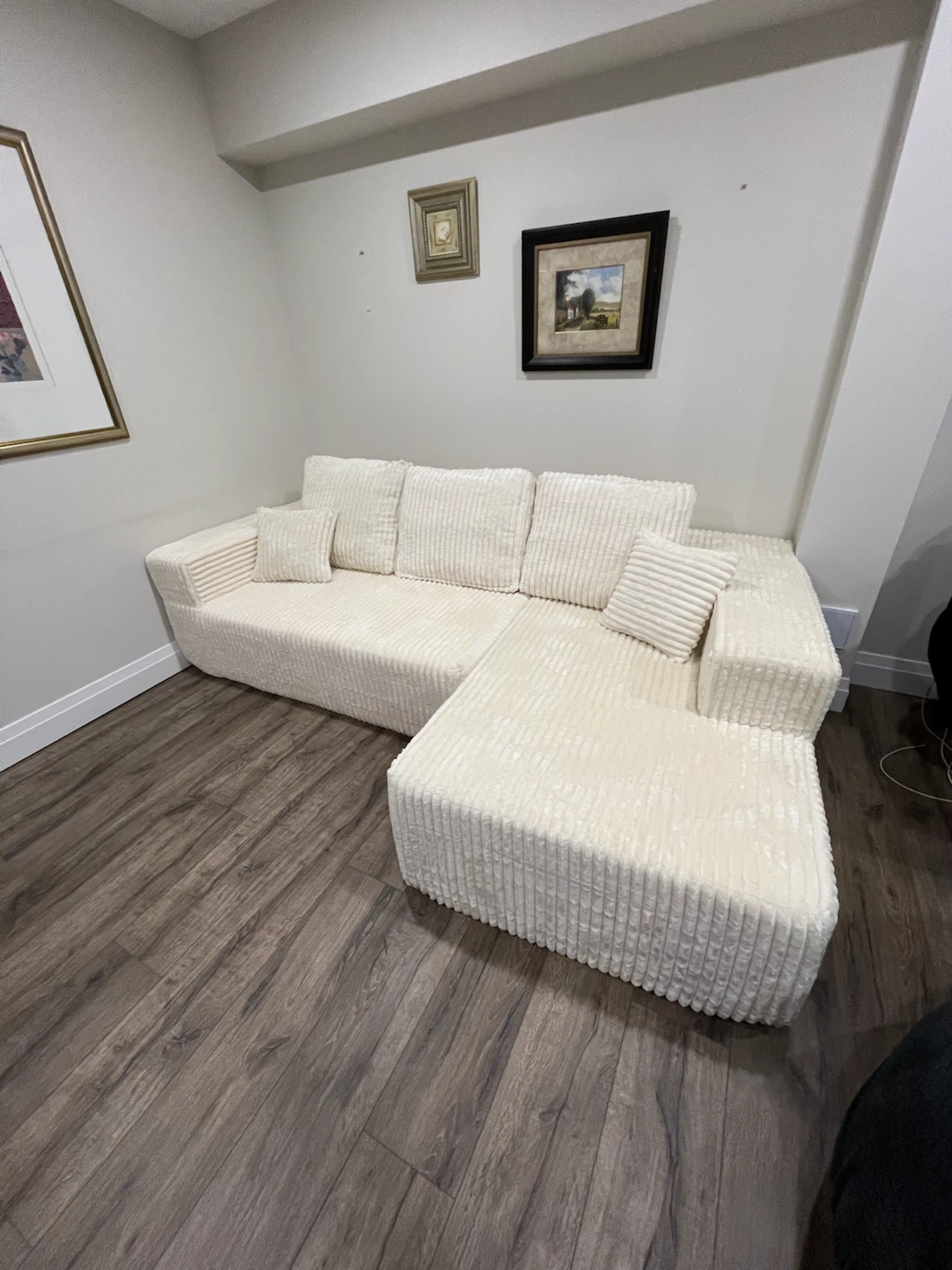 Cream Boneless Sectional Sofa with Chaise - photo 2