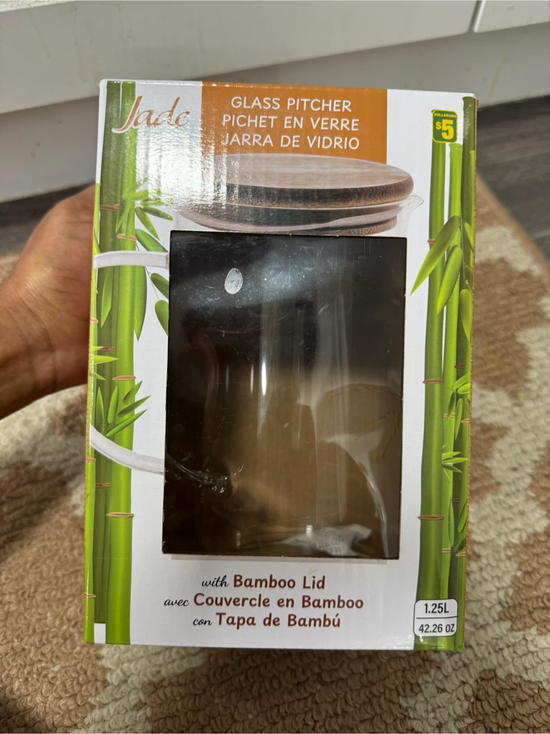 Jade Glass Pitcher with Bamboo Lid