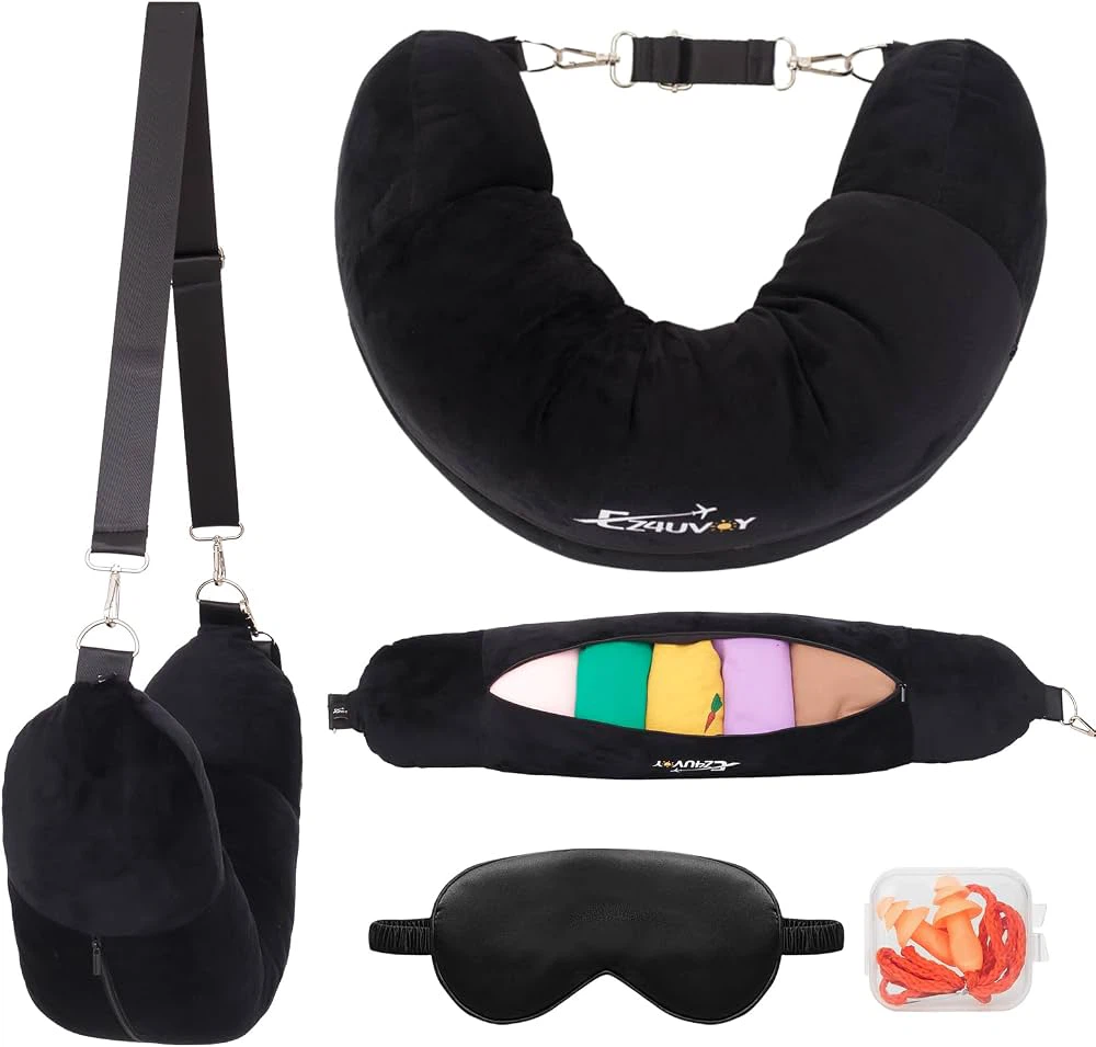 Ez4uvoy Stuffable Travel Neck Pillow and Accessories
