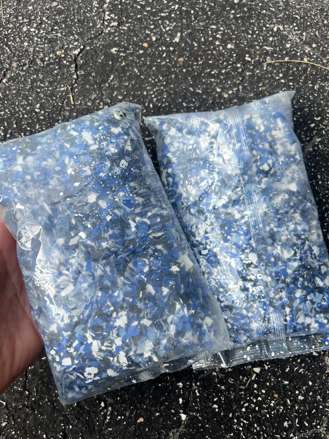 Garage Floor Epoxy Decorative Flakes - Blue/Grey/Black