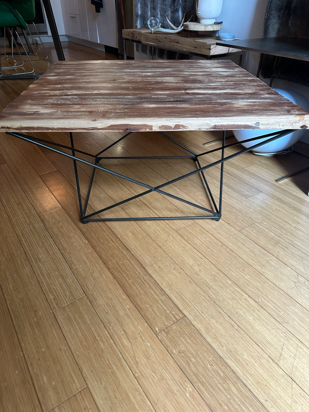 RUSTIC VINTAGE RECLAIMED WOOD COFFEE TABLE GEOMETRICAL MODERN
