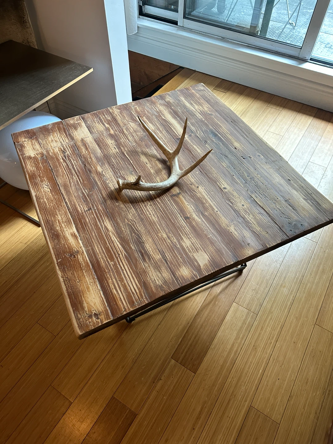 RUSTIC VINTAGE RECLAIMED WOOD COFFEE TABLE GEOMETRICAL MODERN - photo 2
