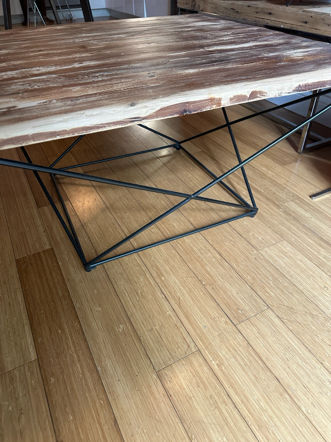 RUSTIC VINTAGE RECLAIMED WOOD COFFEE TABLE GEOMETRICAL MODERN - photo 3
