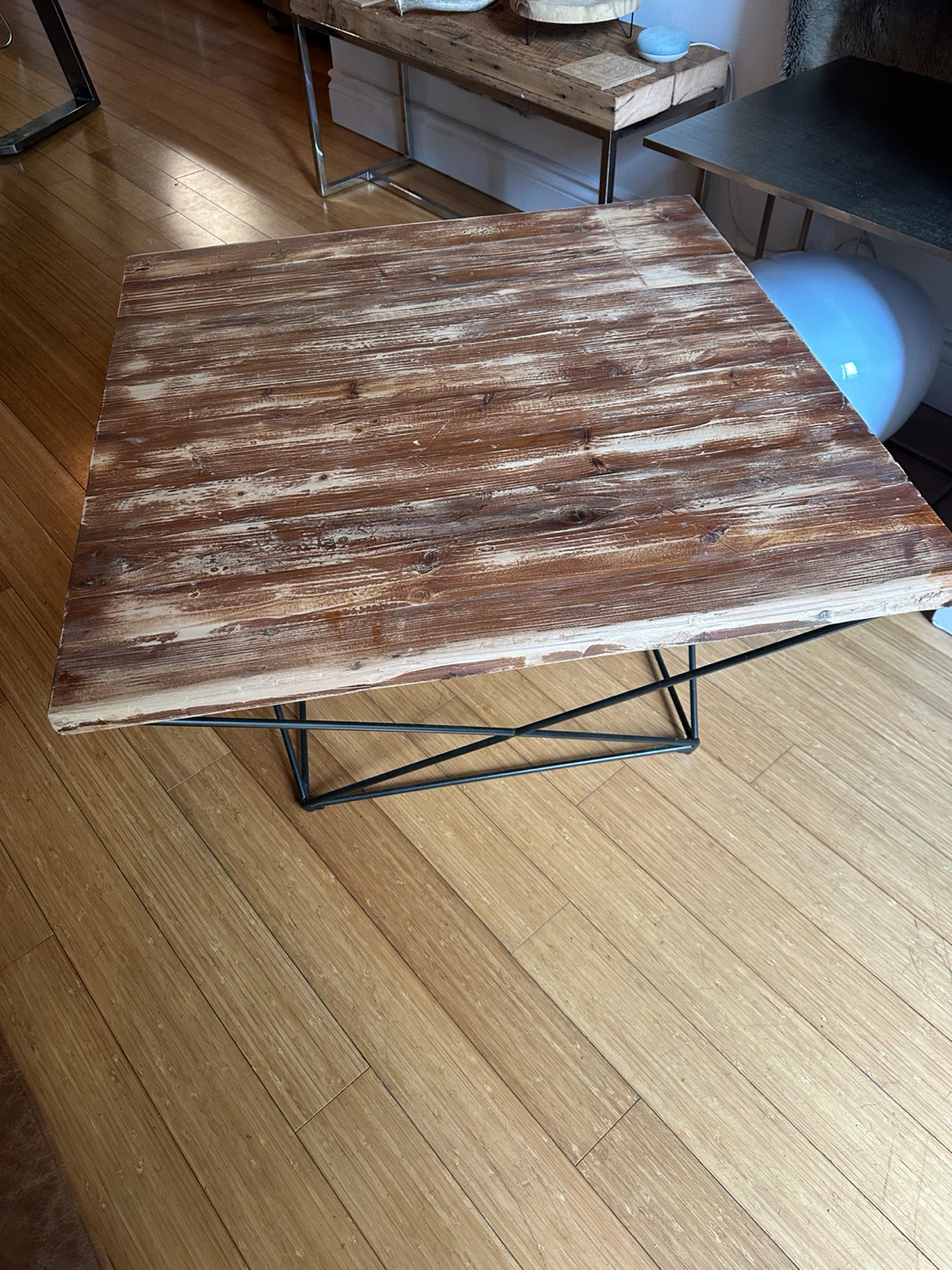 RUSTIC VINTAGE RECLAIMED WOOD COFFEE TABLE GEOMETRICAL MODERN - photo 4