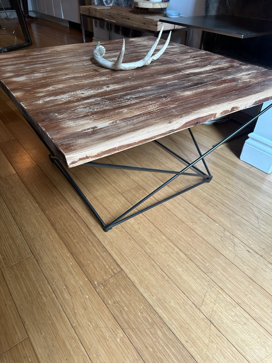 RUSTIC VINTAGE RECLAIMED WOOD COFFEE TABLE GEOMETRICAL MODERN - photo 5