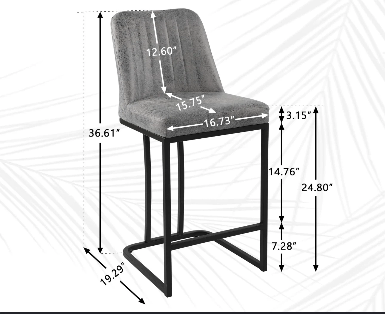 Set of 2 Grey Faux Leather Bar Stools - photo 3
