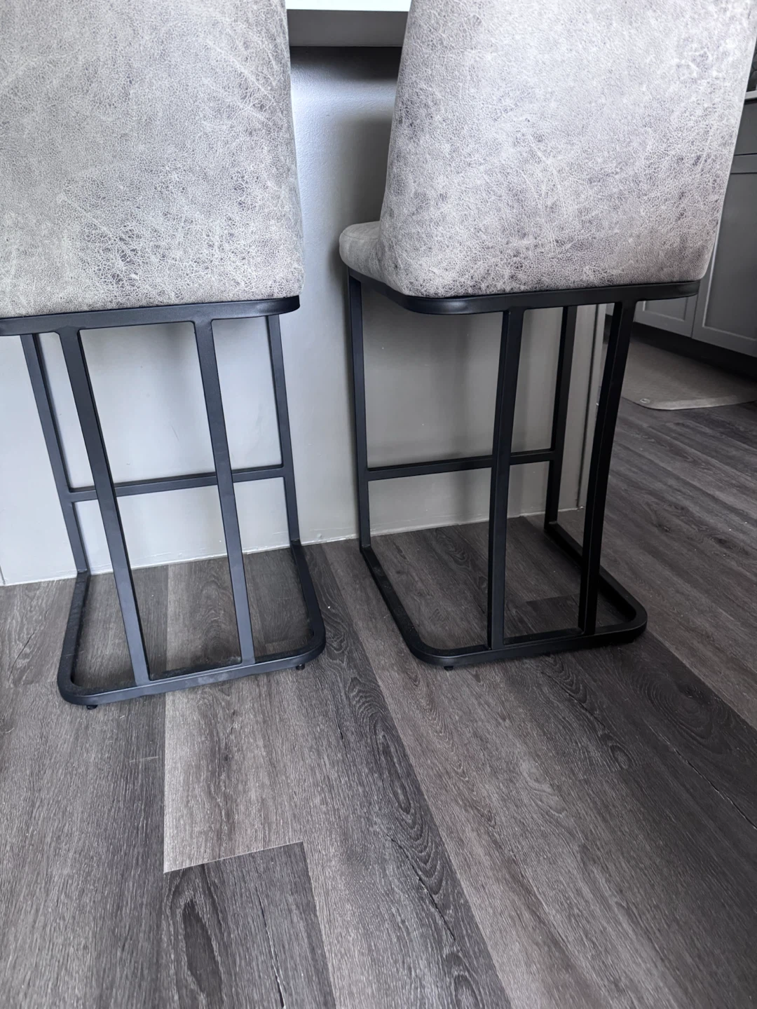 Set of 2 Grey Faux Leather Bar Stools - photo 5