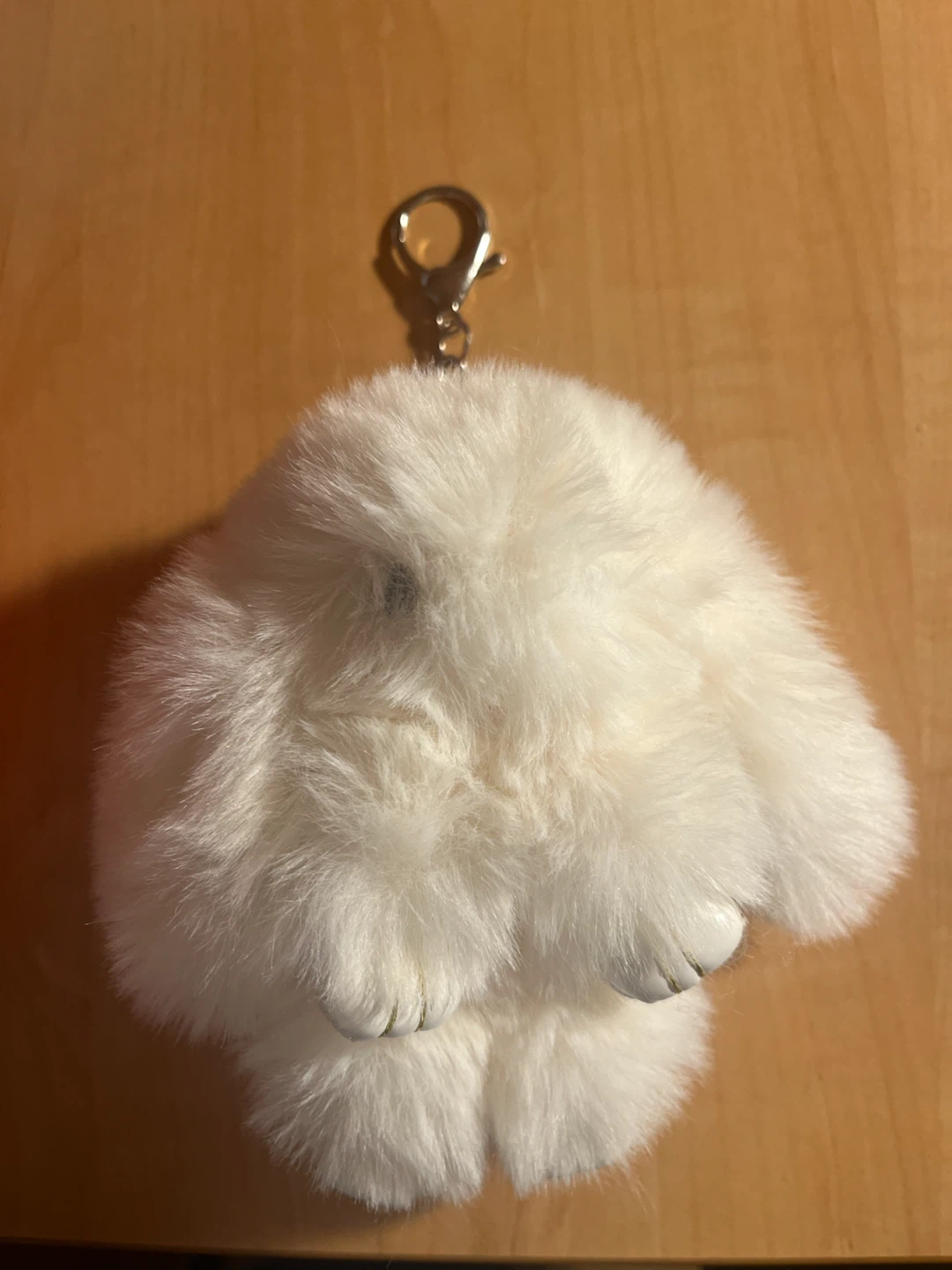 Fluffy White Bunny Key Chain