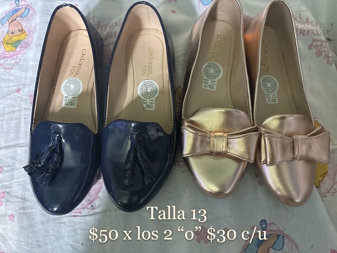 Cklass Kids Girls Flats - Navy and Rose Gold