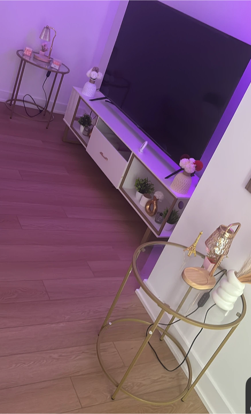 LED tv stand with side tables