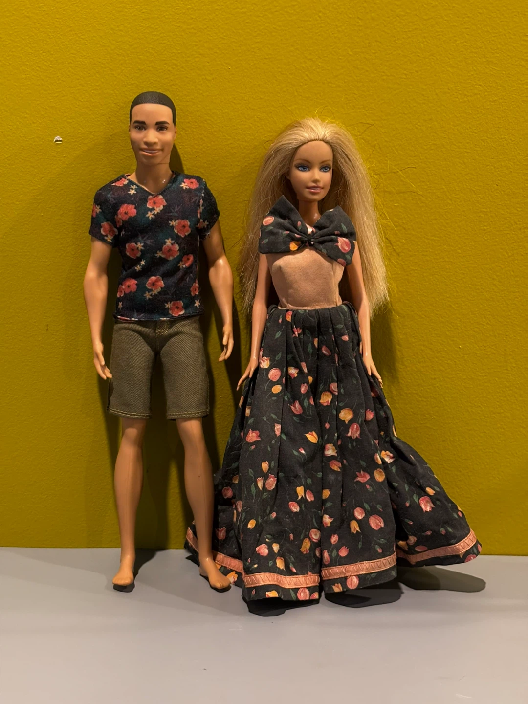 Barbie Doll with Floral Dress and Ken Doll