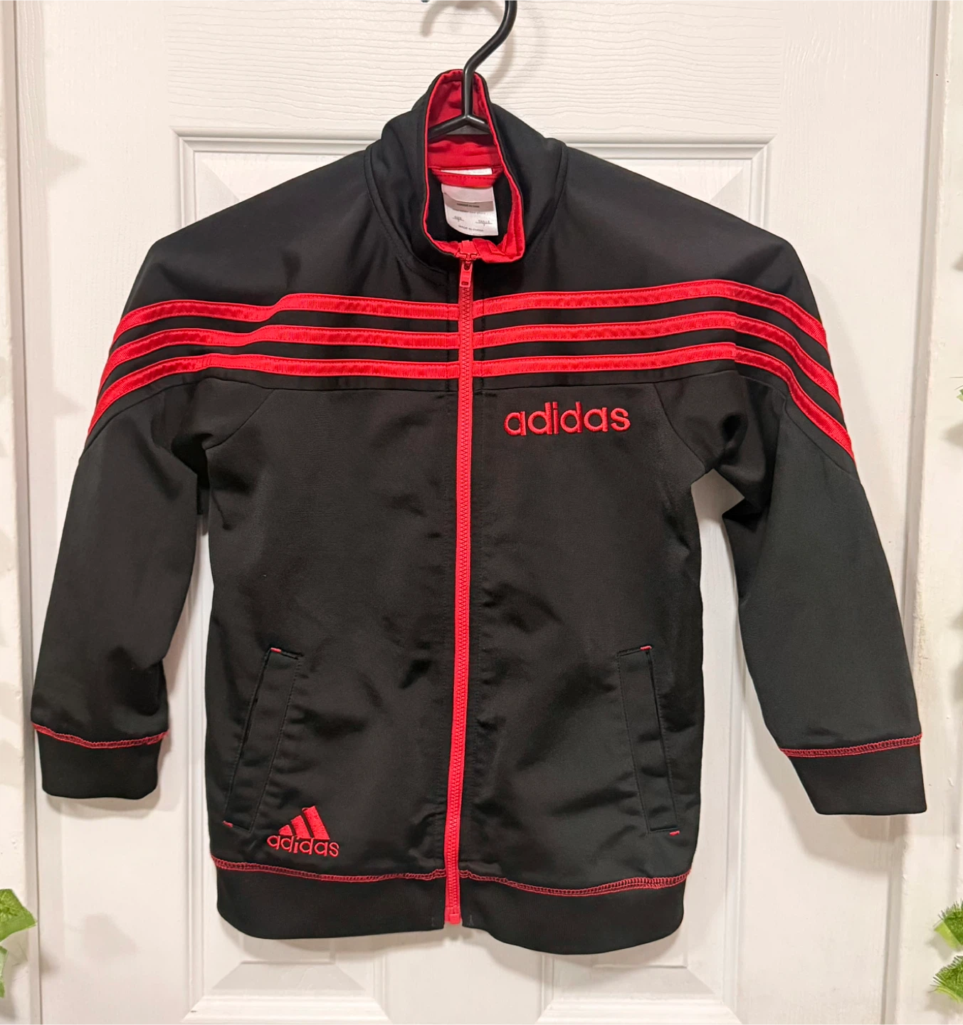 Adidas Track Jacket - Black/Red size 7