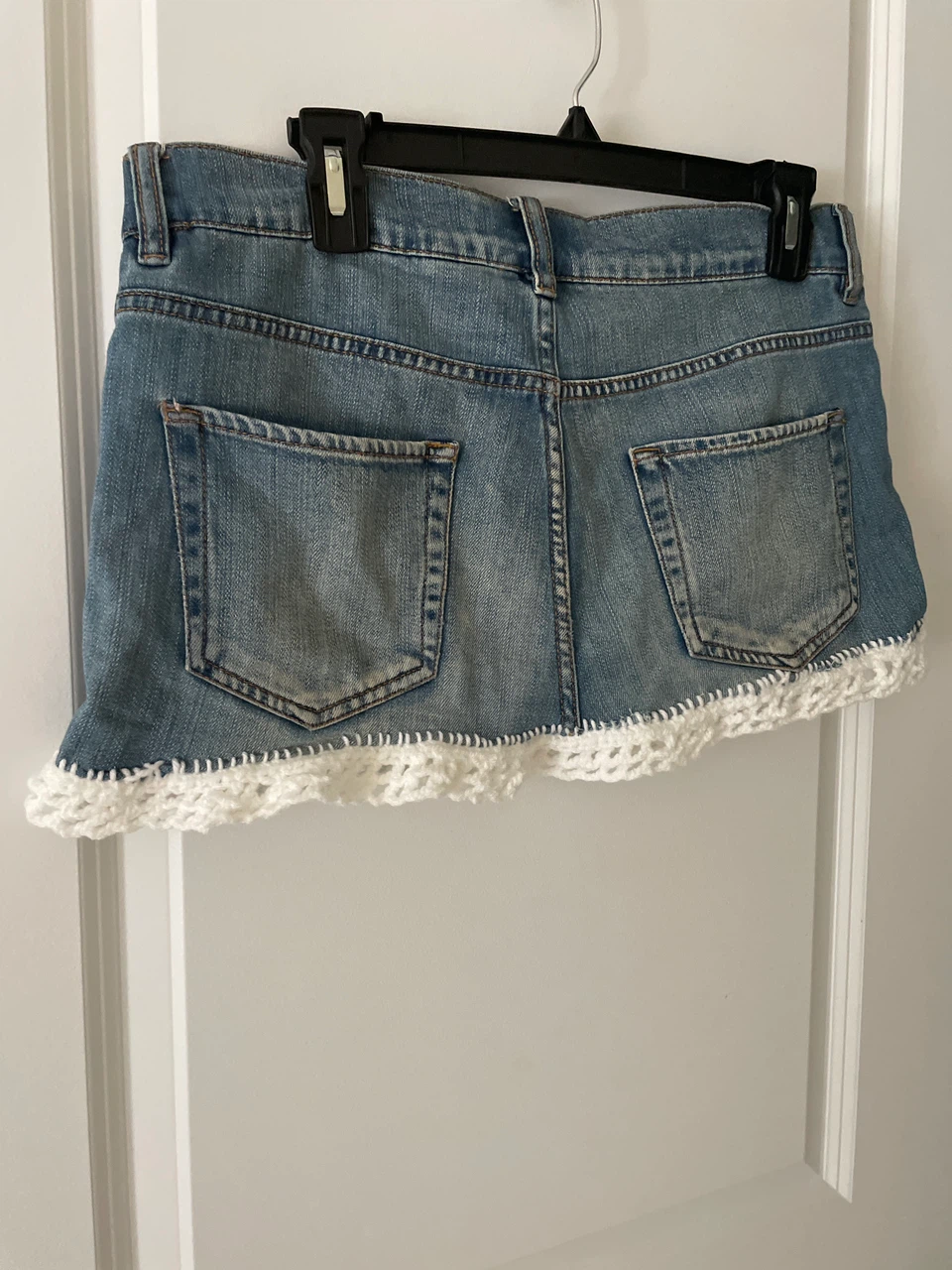 Denim Skirt with Crochet Trim - photo 2