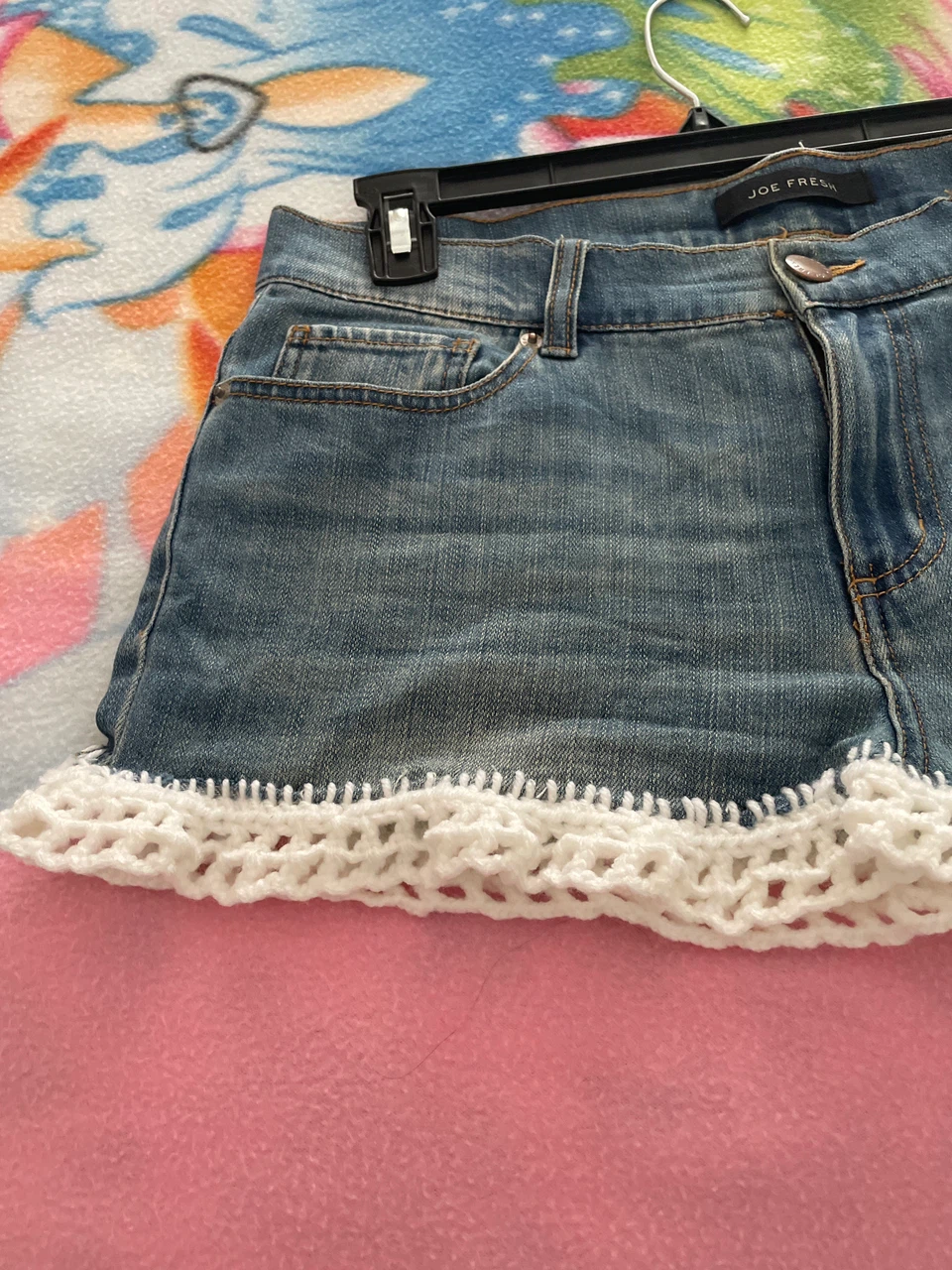 Denim Skirt with Crochet Trim - photo 3