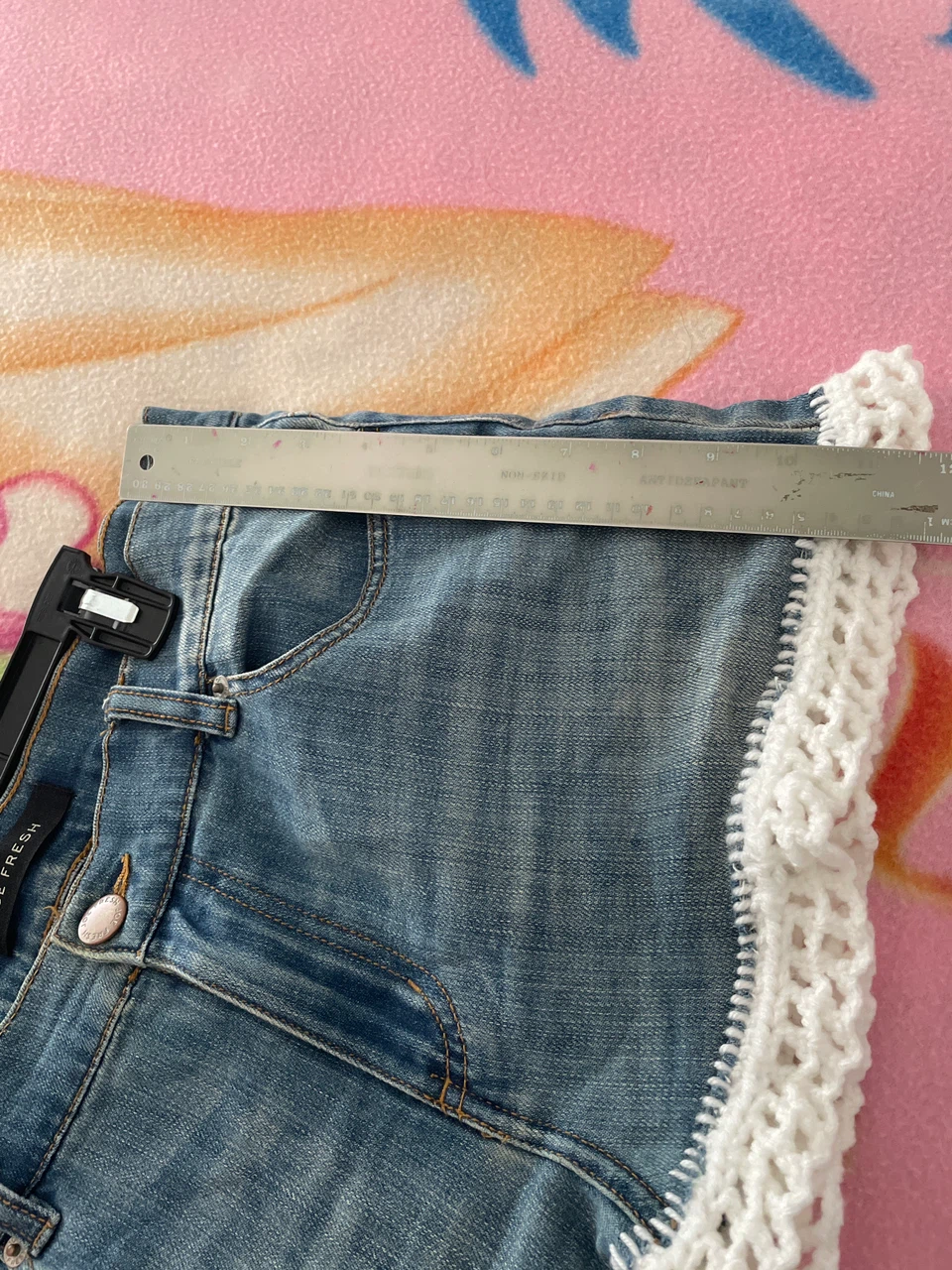Denim Skirt with Crochet Trim - photo 4