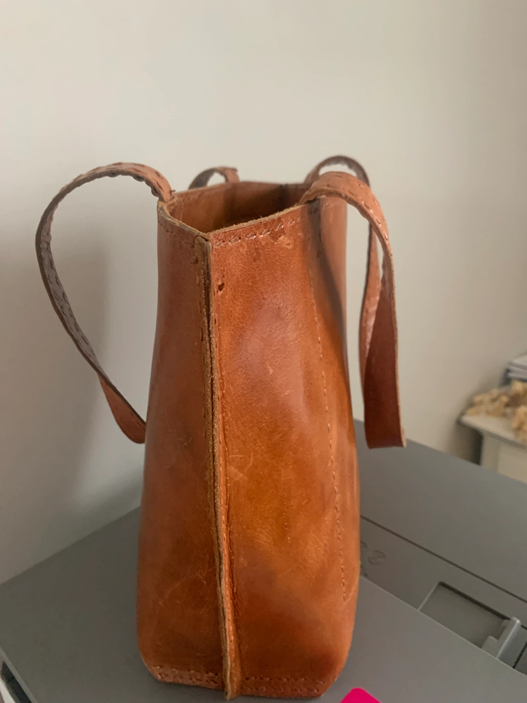 Tan Brown Leather Tote Bag - photo 2