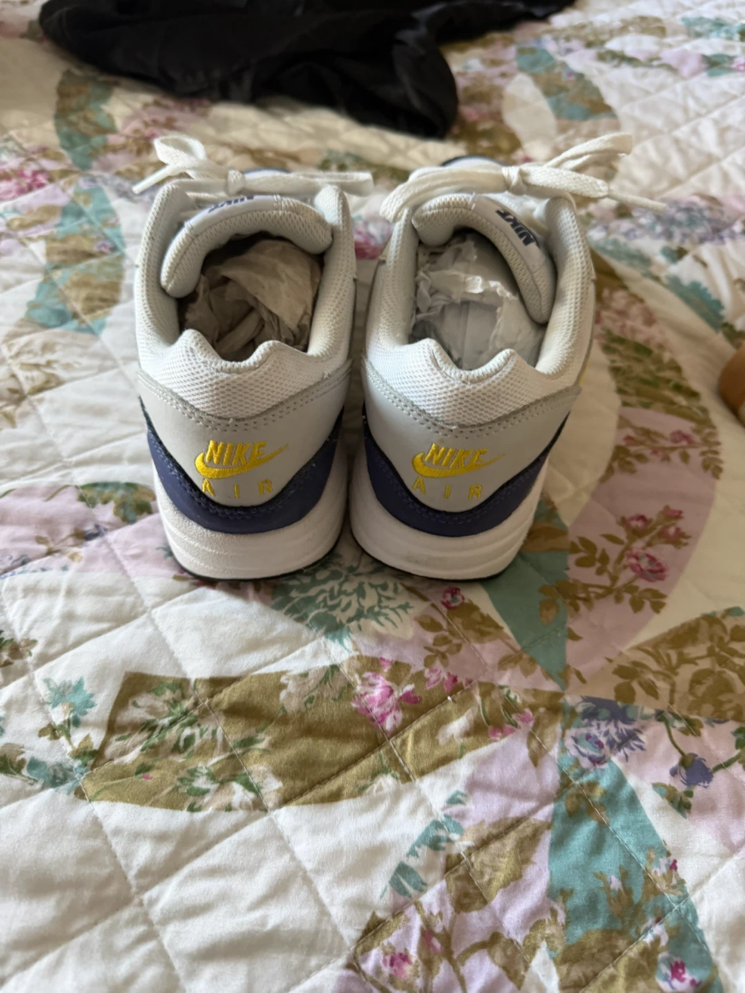 Nike Air Max 1 White Yellow Navy Sneakers size 4.5 youth - photo 2