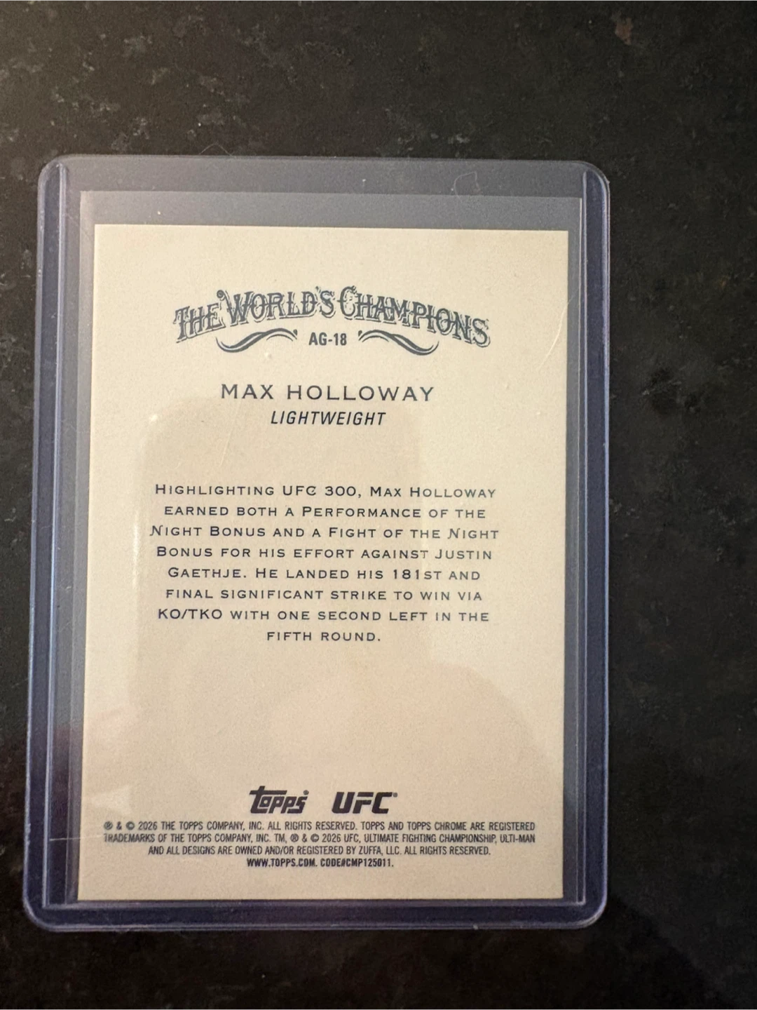 Max Holloway Topps Allen & Ginter 2025 UFC Card - photo 2