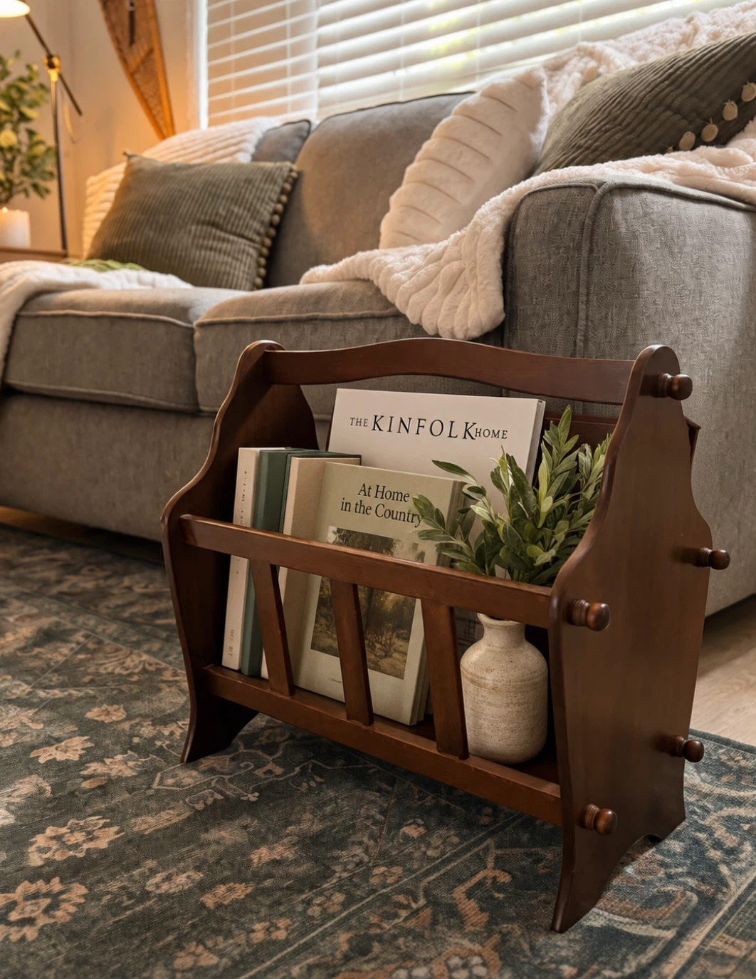 Vintage Wooden Magazine Rack