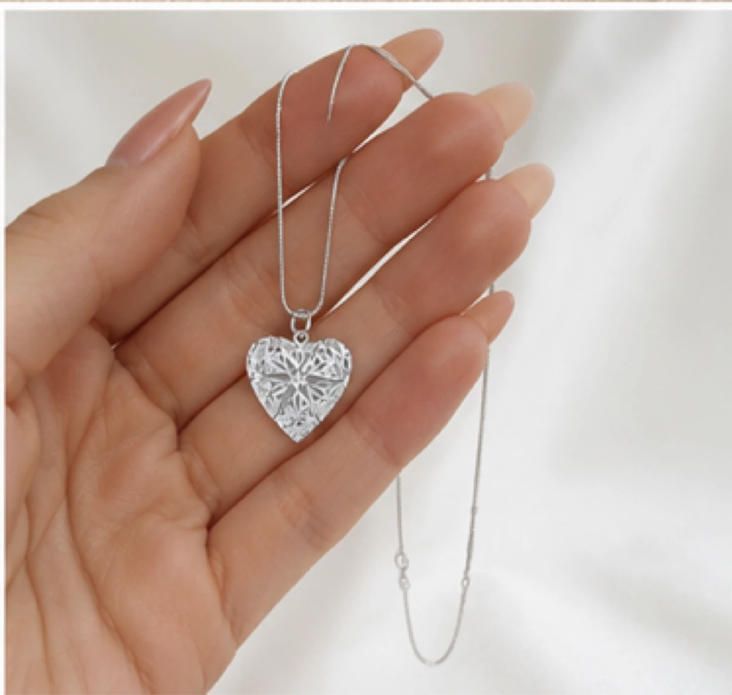 Silver-Tone Heart Locket Necklace