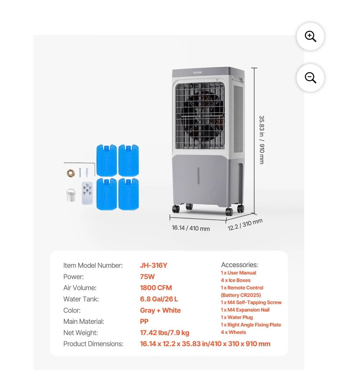 Vevor JH-316Y Portable Air Cooler - photo 5