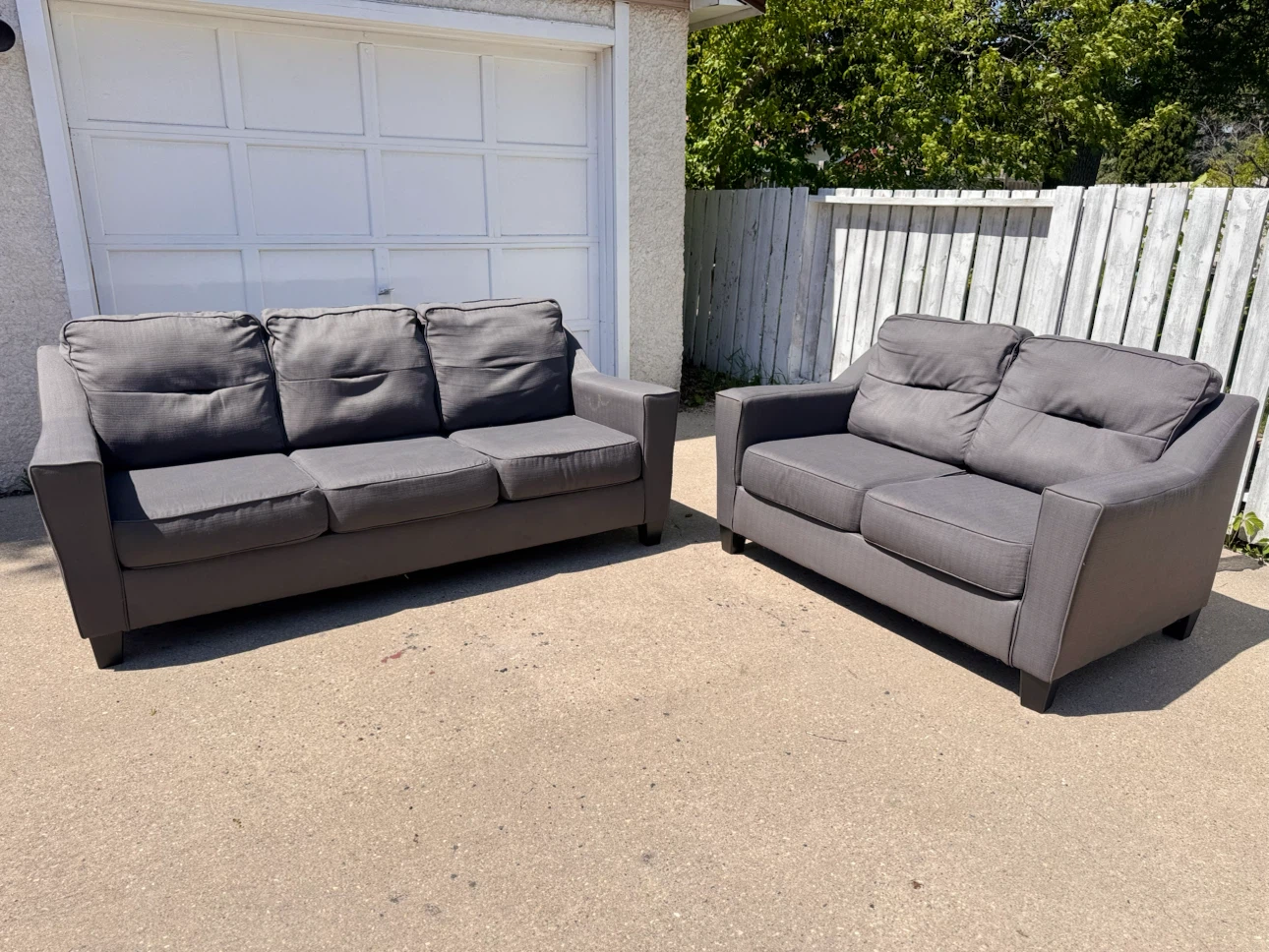 Grey Sofa and Loveseat Set