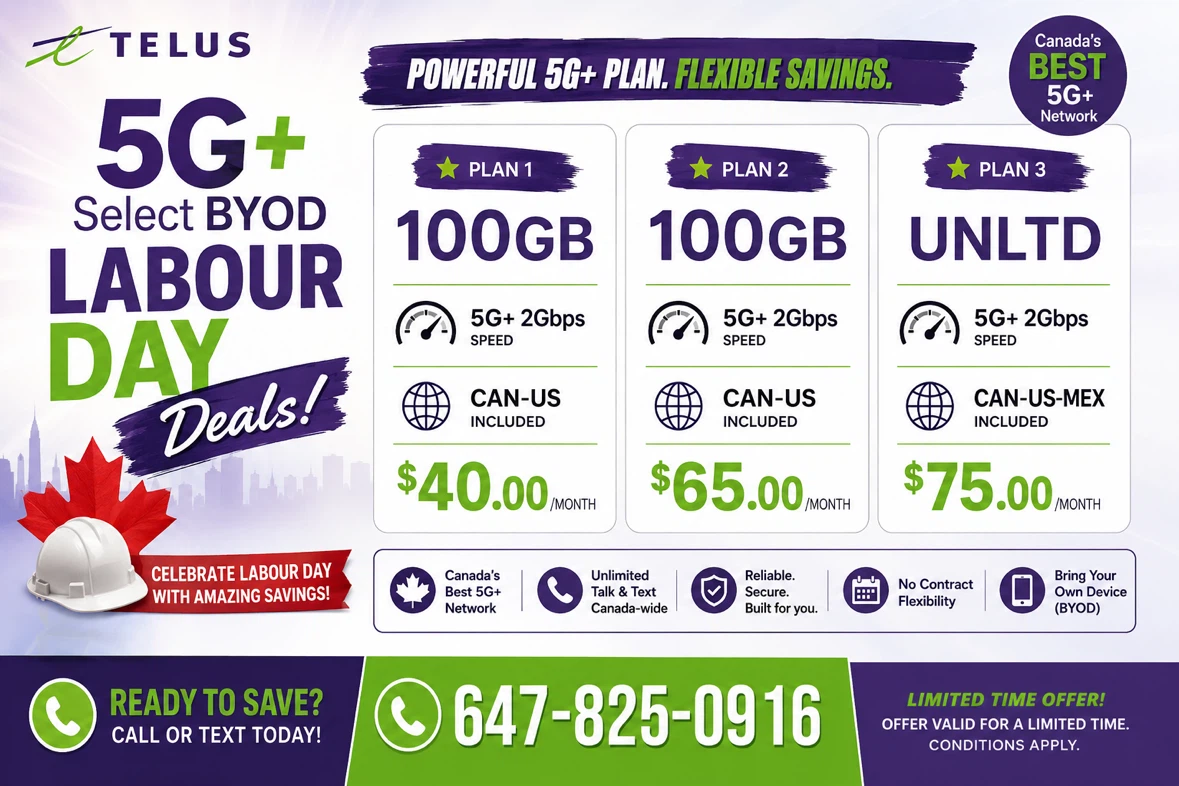 Telus 5G+ Labour Day BYOD Deals