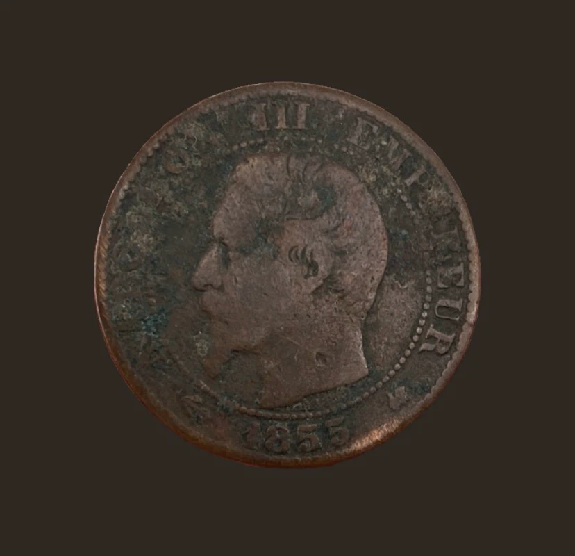 1855 French 10 Centimes Coin