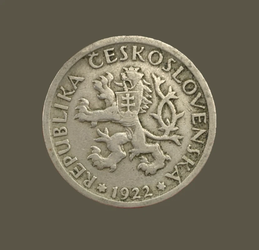 1922 Czechoslovak 1 Koruna Coin