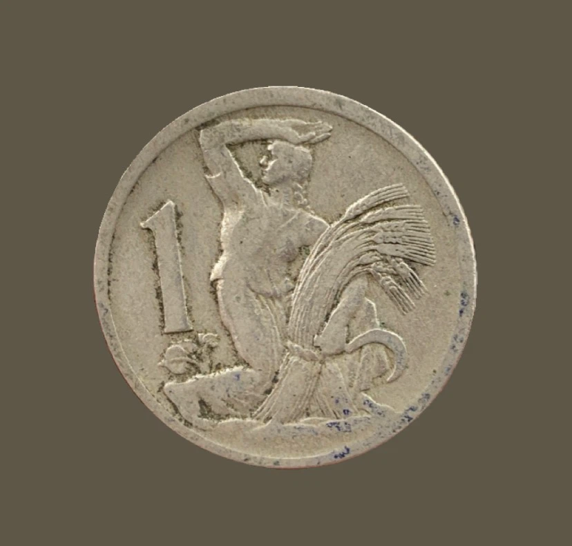 1922 Czechoslovak 1 Koruna Coin - photo 2