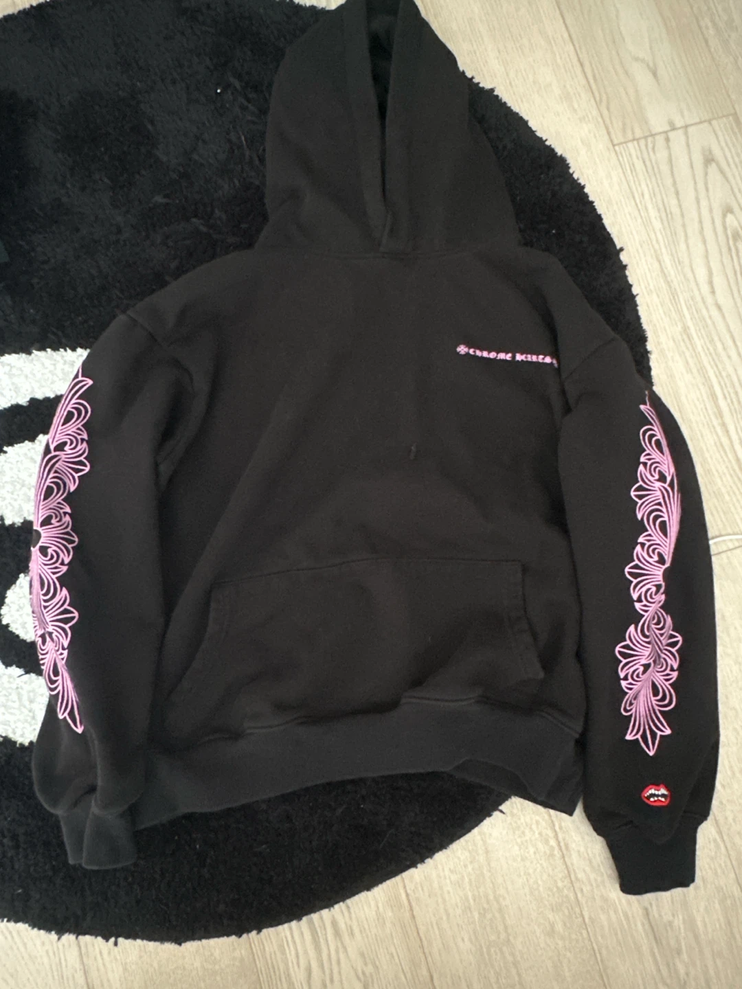 Chrome Hearts Black Hoodie with Pink Graphics - photo 2