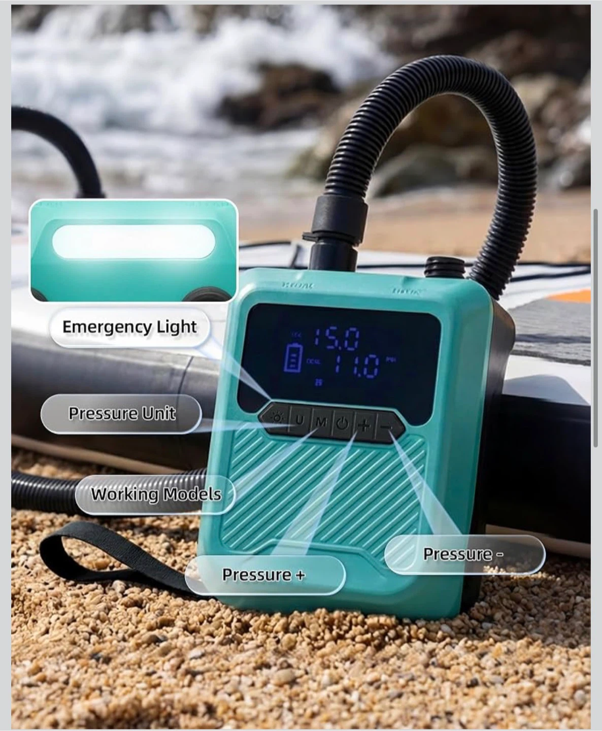 Estgora Paddle Board Electric Pump Rechargeable, 20PSI SUP Pump - photo 4