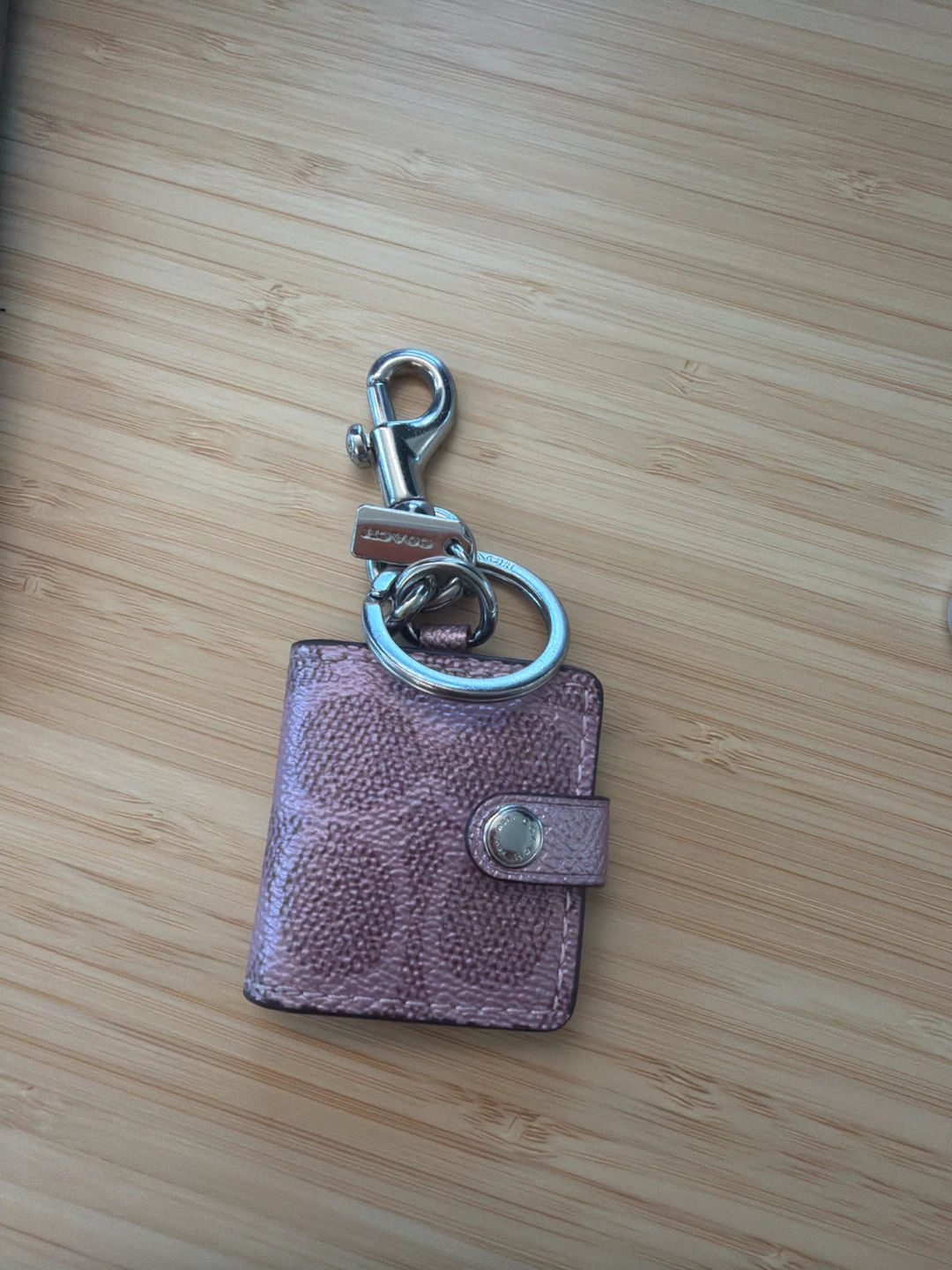 Coach Metallic Pink Mini Photo Keychain