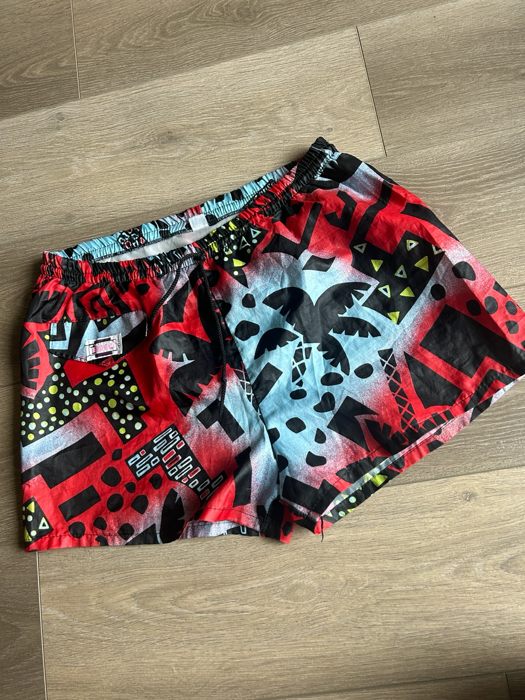 1990s "Breezy" Abstract Print Swim Trunks