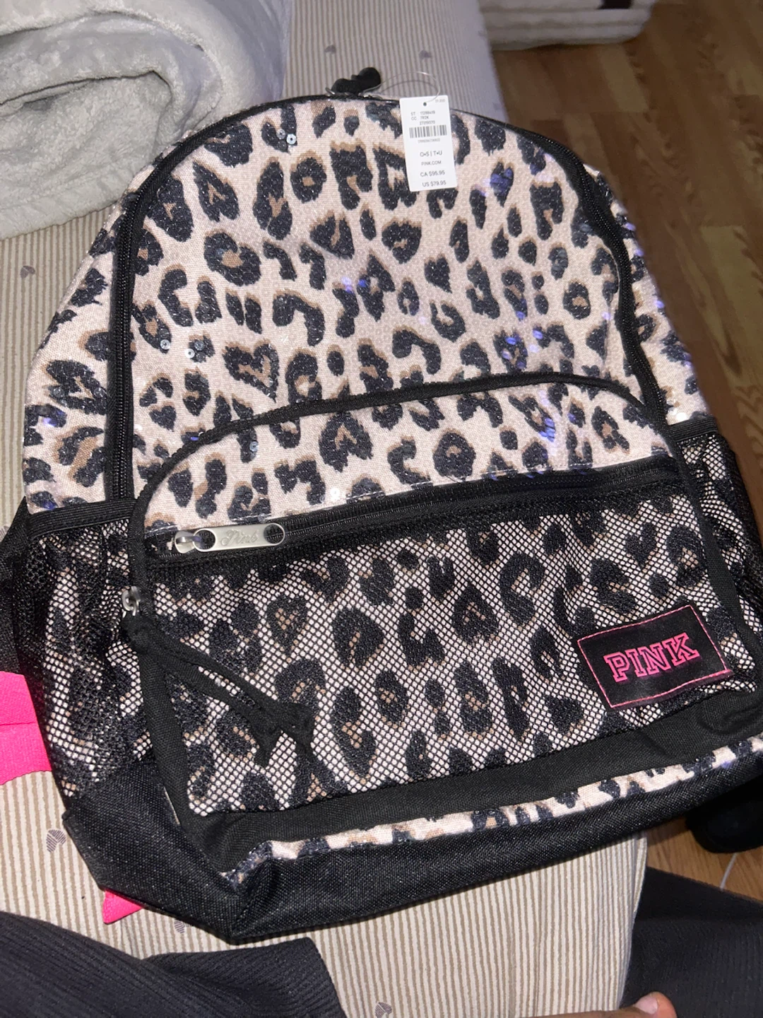 PINK Leopard Sequin Backpack