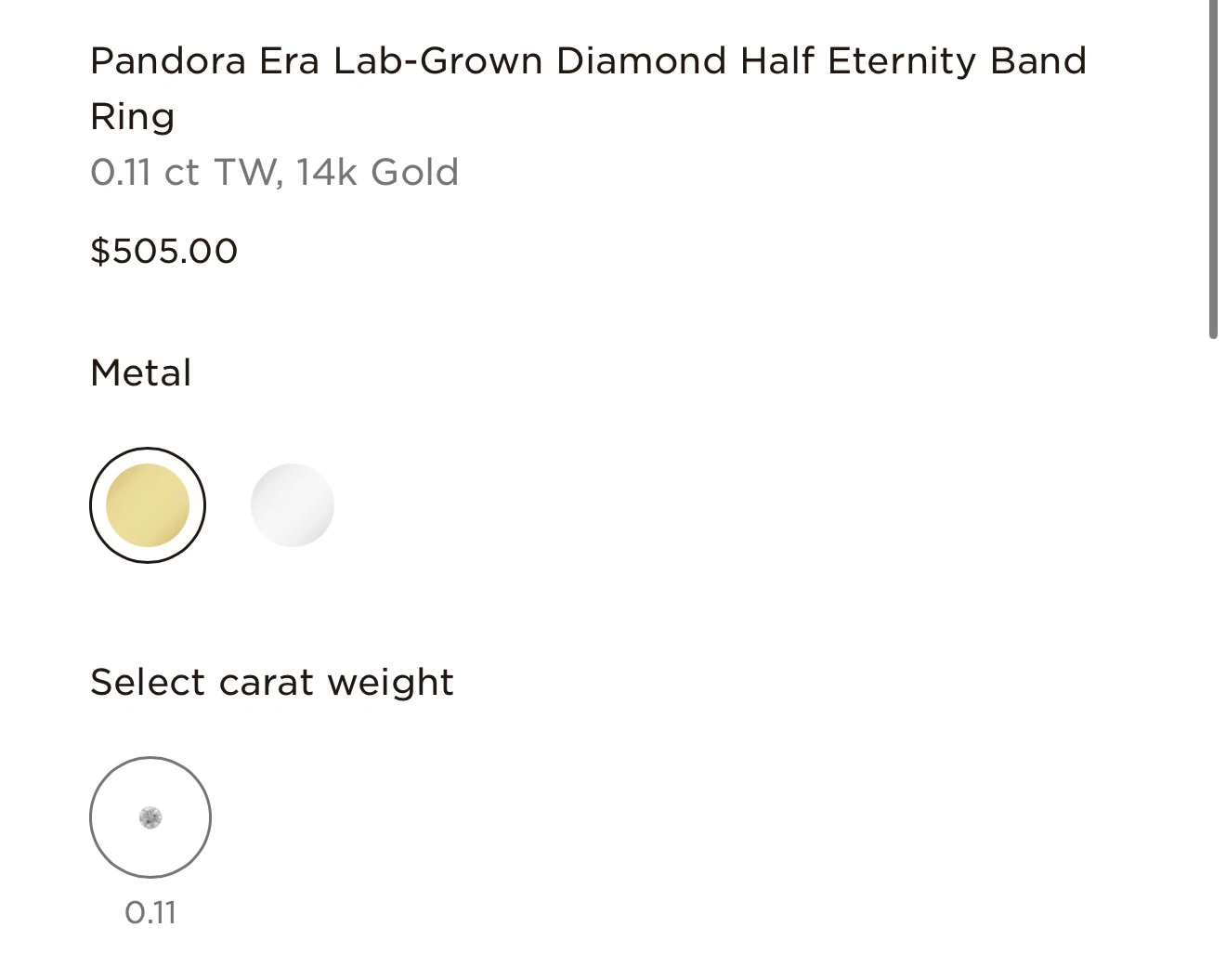 Pandora Era Lab-Grown Diamond Half Eternity Band Ring 14k Gold - photo 2