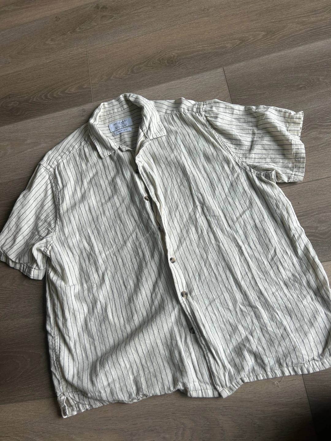 Primark Linen Mix Striped Short Sleeve Shirt XL