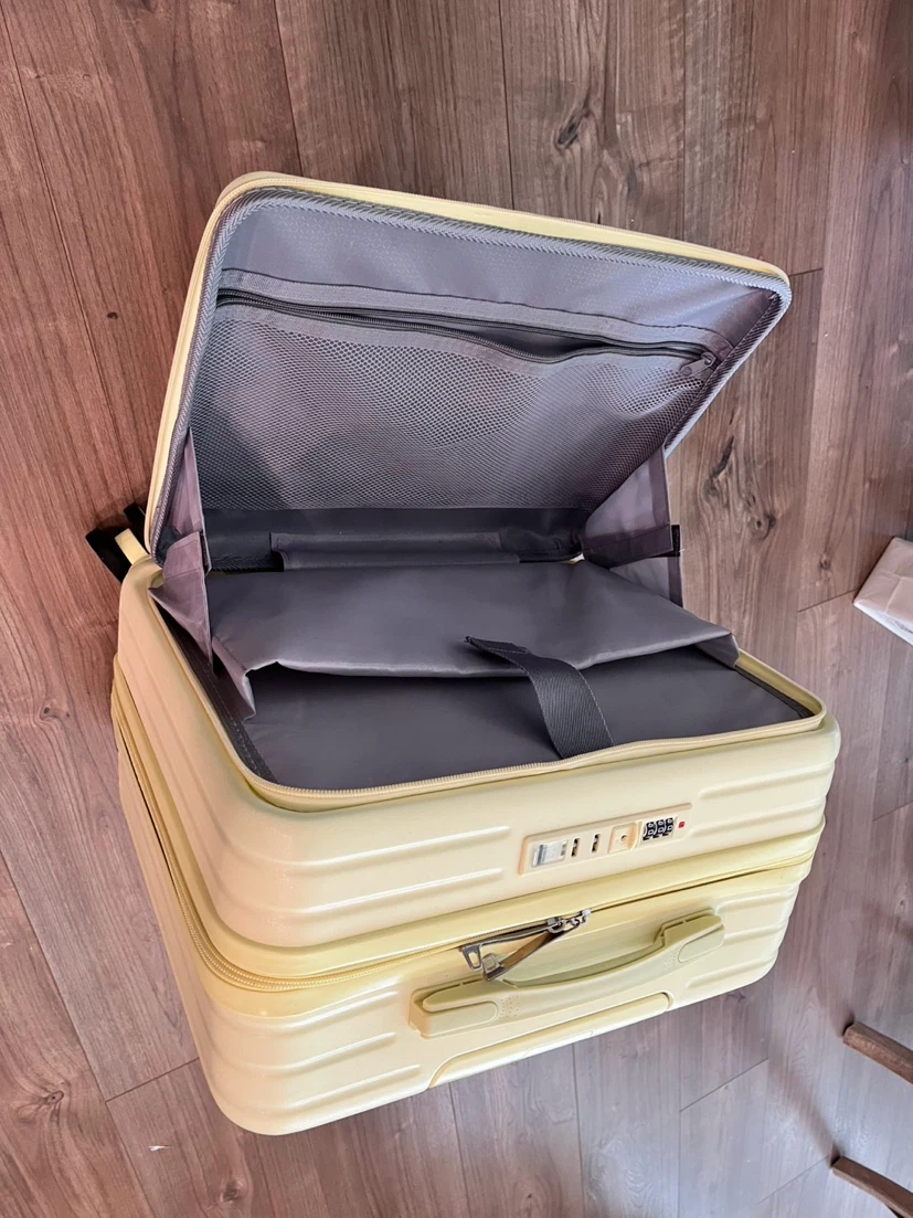 Butter yellow carry on suitcase luggage - photo 4